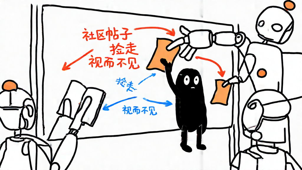 小黑贴社区纸条，一台引擎捡走，另一台视而不见