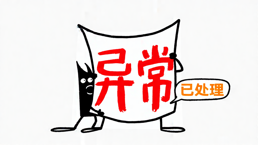 小黑把一张写着异常的纸条整个吞进肚子，旁边冒出一个气泡：已处理